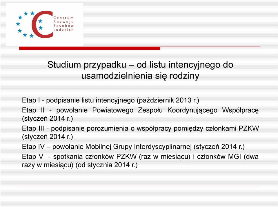 ) Etap III - podpisanie porozumienia o współpracy pomiędzy członkami PZKW (styczeń 2014 r.