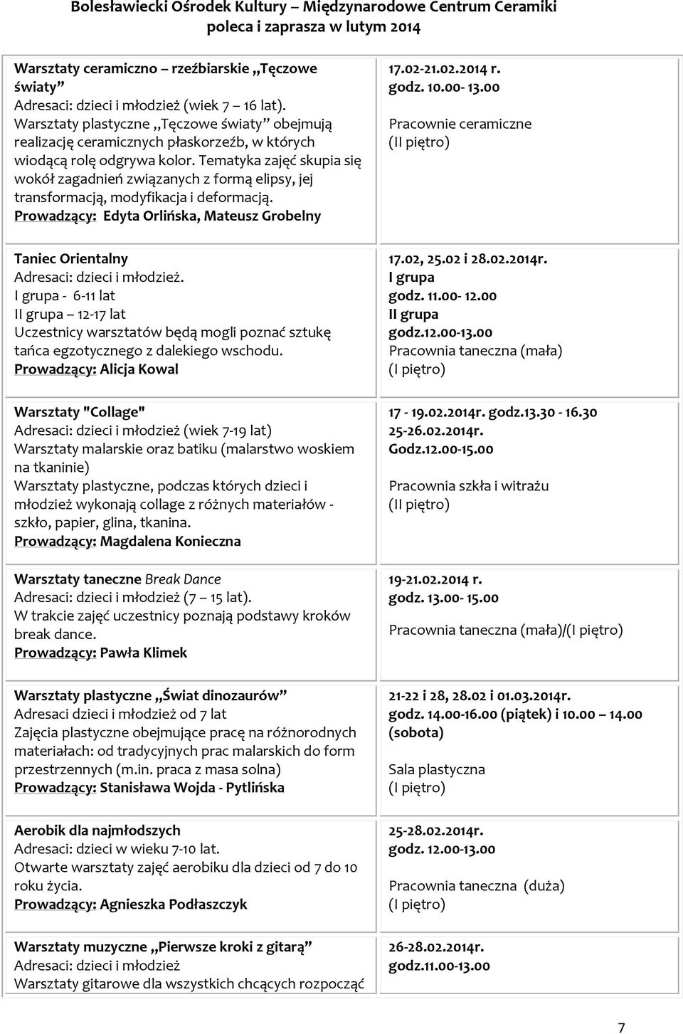 Tematyka zajęć skupia się wokół zagadnień związanych z formą elipsy, jej transformacją, modyfikacja i deformacją.