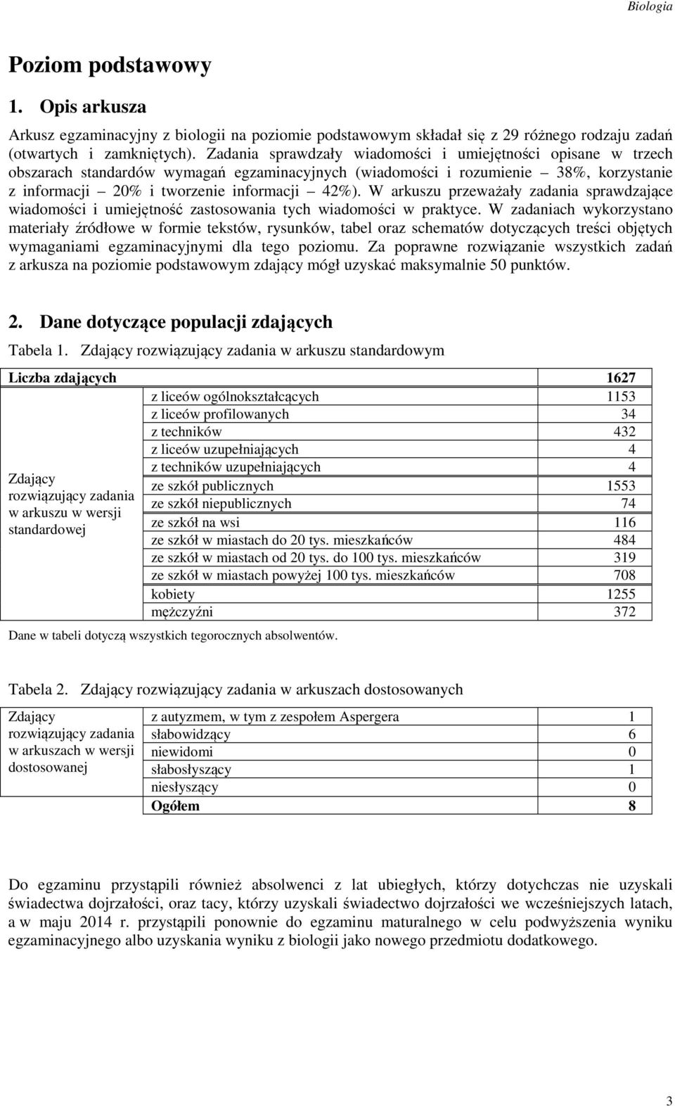 W arkuszu przeważały zadania sprawdzające wiadomości i umiejętność zastosowania tych wiadomości w praktyce.