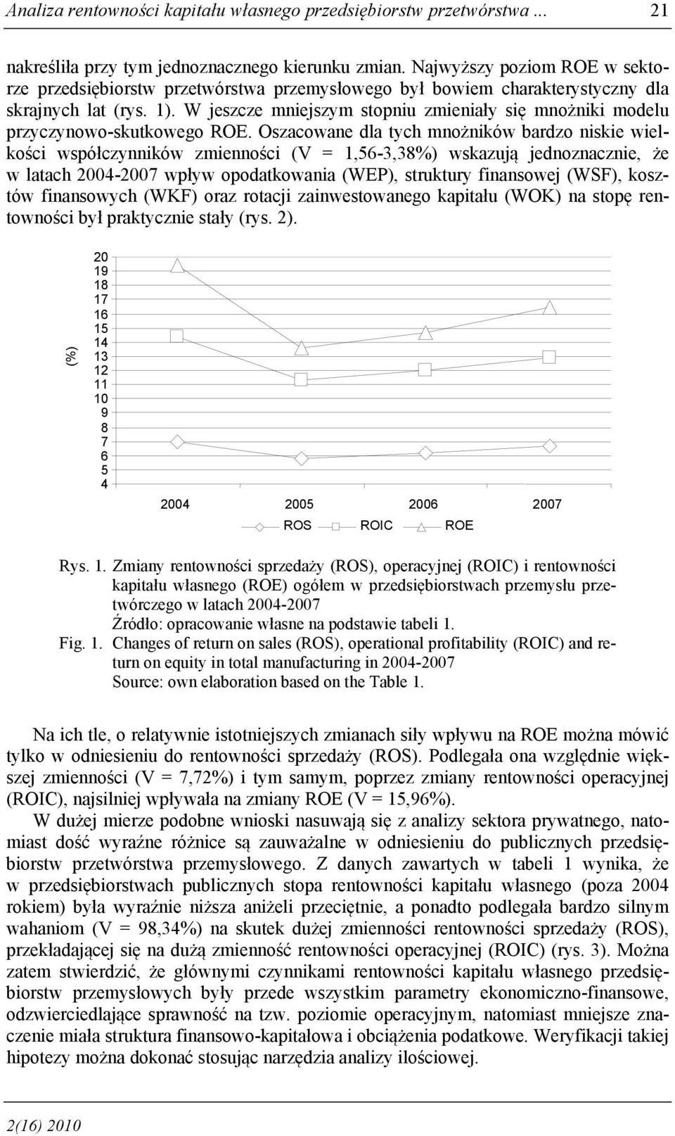 W jeszcze mniejszym stopniu zmieniały się mnożniki modelu przyczynowo-skutkowego ROE.