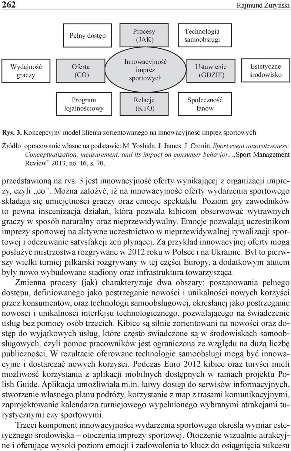 Cronin, Sport event innovativeness: Conceptualization, measurement, and its impact on consumer behavior,,,sport Management Review 2013, no. 16, s. 70. przedstawioną na rys.