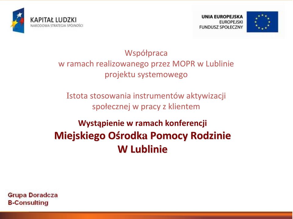 aktywizacji społecznej w pracy z klientem Wystąpienie w