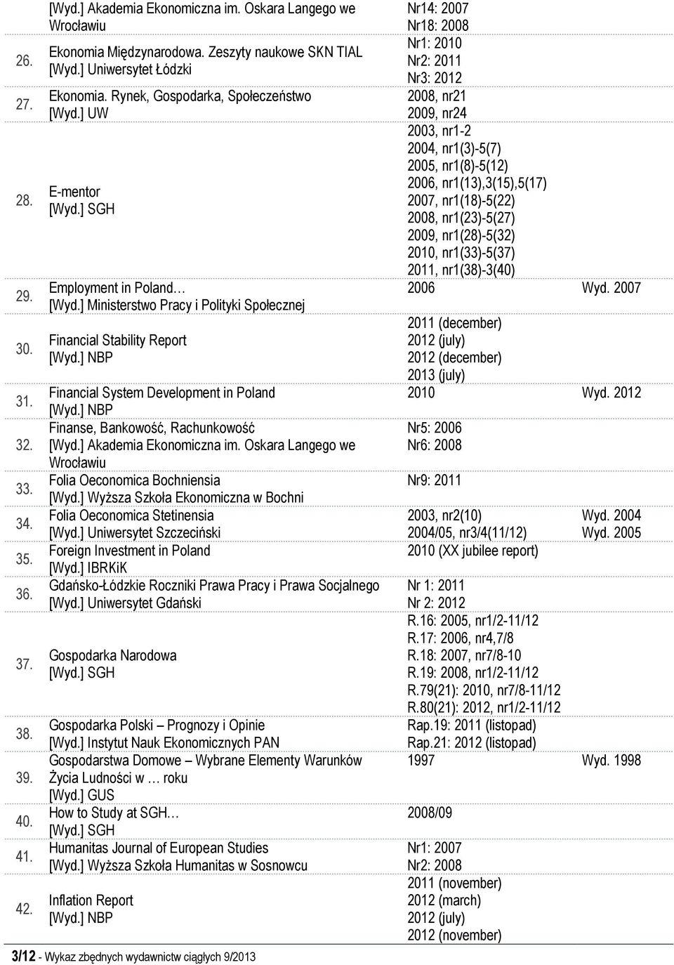 ] Ministerstwo Pracy i Polityki Społecznej Financial Stability Report Financial System Development in Poland Finanse, Bankowość, Rachunkowość [Wyd.] Akademia Ekonomiczna im.