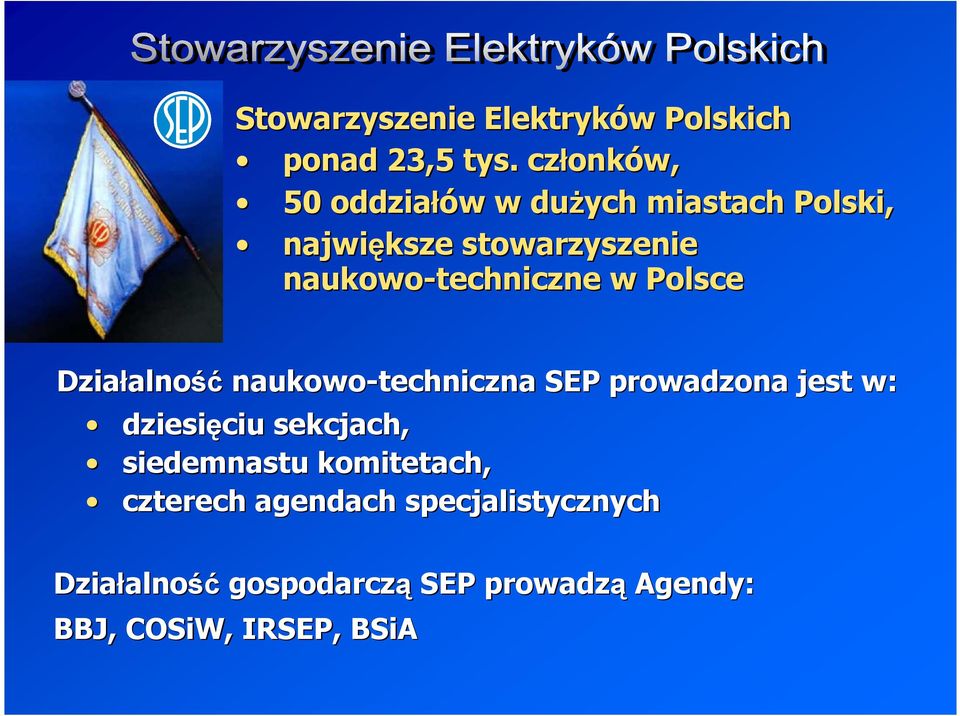 naukowo-techniczn techniczne w Polsce Działalno alność naukowo-techniczna SEP prowadzona jest w: