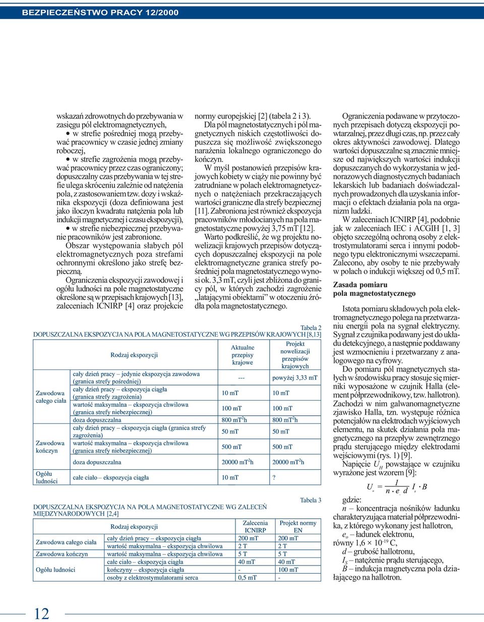 dozy i wskaÿnika ekspozycji (doza definiowana jest jako iloczyn kwadratu natê enia pola lub indukcji magnetycznej i czasu ekspozycji), w strefie niebezpiecznej przebywanie pracowników jest zabronione.