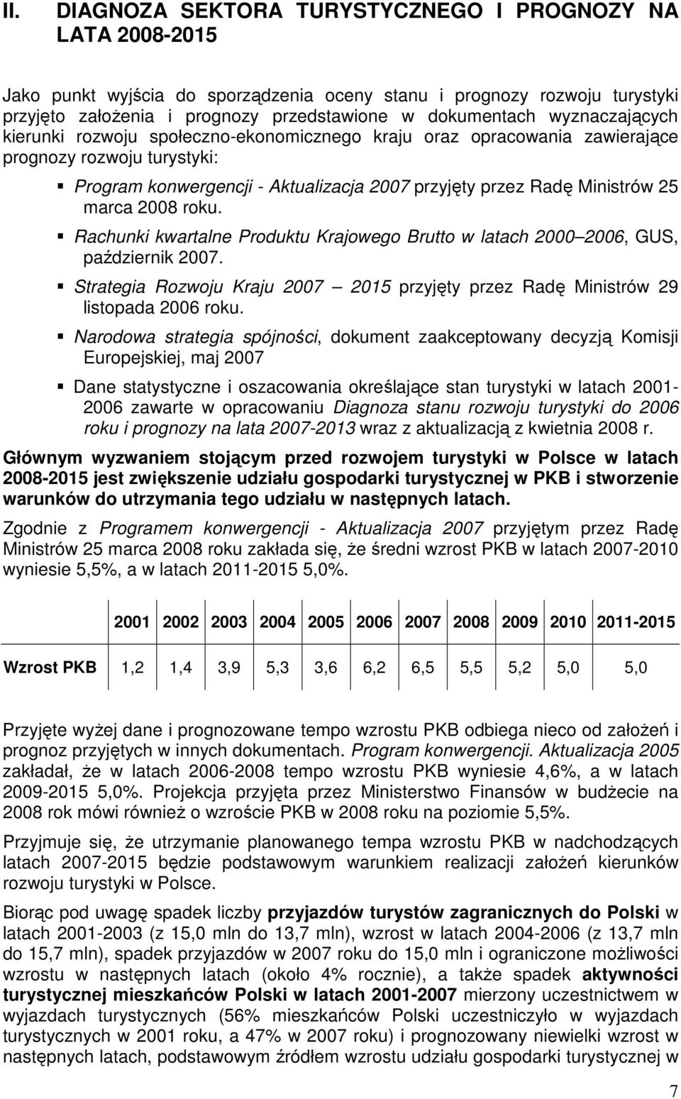 2008 roku. Rachunki kwartalne Produktu Krajowego Brutto w latach 2000 2006, GUS, październik 2007. Strategia Rozwoju Kraju 2007 2015 przyjęty przez Radę Ministrów 29 listopada 2006 roku.