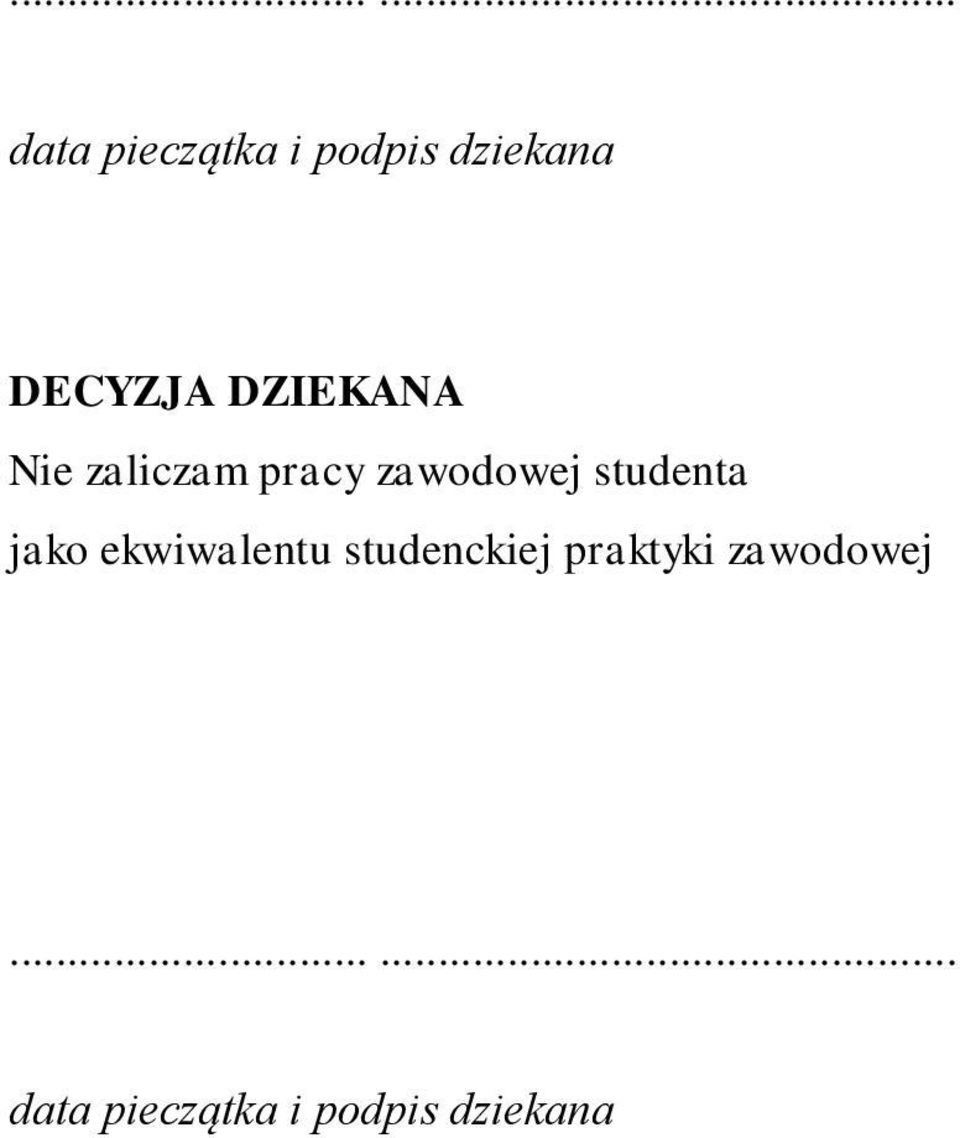 zawodowej studenta jako ekwiwalentu