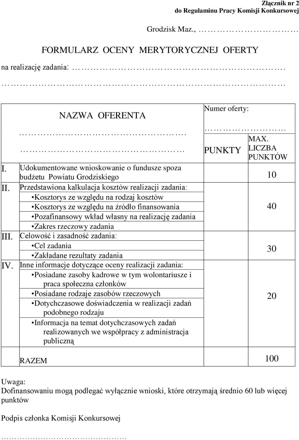 Przedstawiona kalkulacja kosztów realizacji zadania: Kosztorys ze względu na rodzaj kosztów Kosztorys ze względu na źródło finansowania 40 Pozafinansowy wkład własny na realizację zadania Zakres