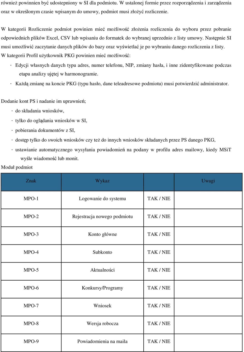 Następnie SI musi umoŝliwić zaczytanie danych plików do bazy oraz wyświetlać je po wybraniu danego rozliczenia z listy.