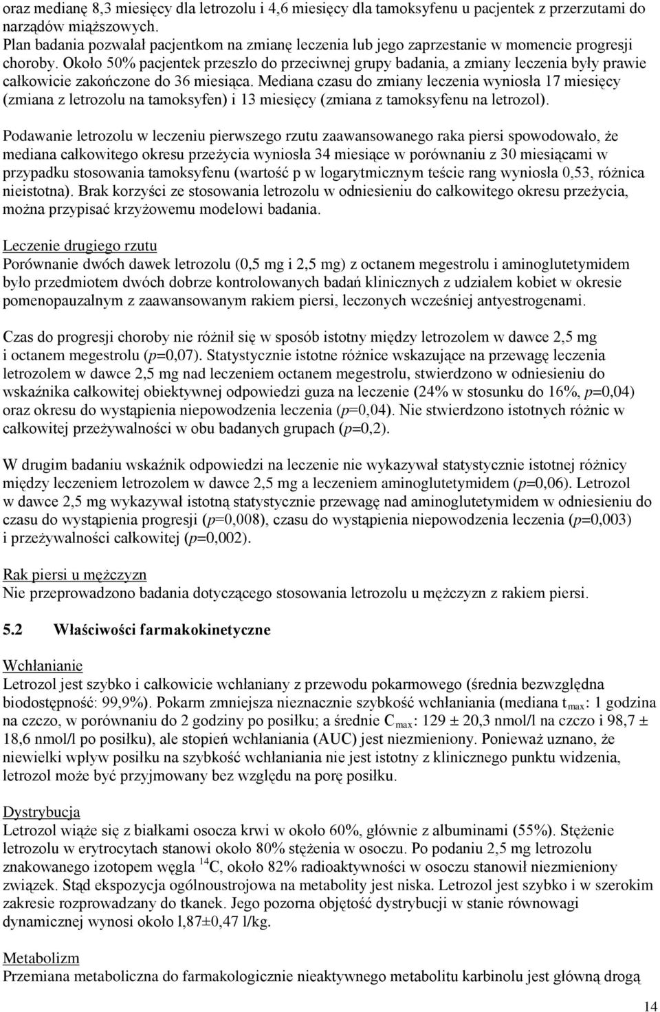 Około 50% pacjentek przeszło do przeciwnej grupy badania, a zmiany leczenia były prawie całkowicie zakończone do 36 miesiąca.