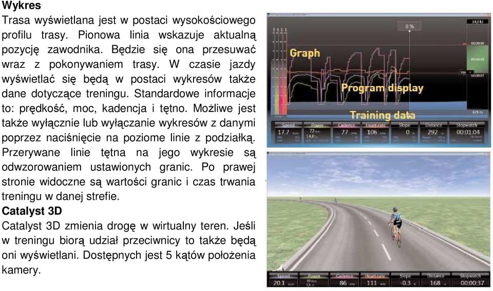 Możliwe jest także wyłącznie lub wyłączanie wykresów z danymi poprzez naciśnięcie na poziome linie z podziałką. Przerywane linie tętna na jego wykresie są odwzorowaniem ustawionych granic.