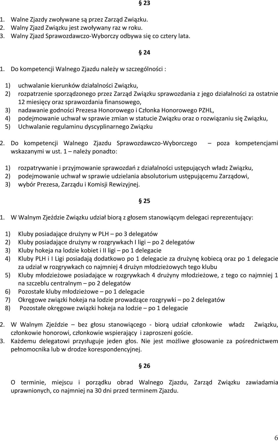 miesięcy oraz sprawozdania finansowego, 3) nadawanie godności Prezesa Honorowego i Członka Honorowego PZHL, 4) podejmowanie uchwał w sprawie zmian w statucie Związku oraz o rozwiązaniu się Związku,