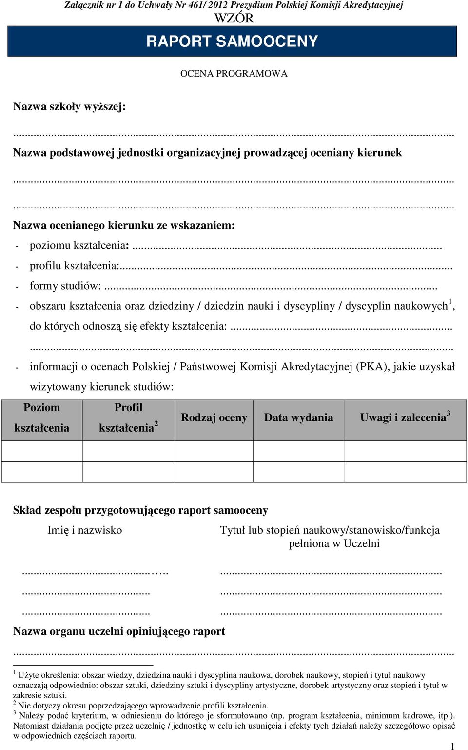 . informacji o ocenach Polskiej / Państwowej Komisji Akredytacyjnej (PKA), jakie uzyskał wizytowany kierunek studiów: Poziom Profil Rodzaj oceny Data wydania Uwagi i zalecenia 3 kształcenia