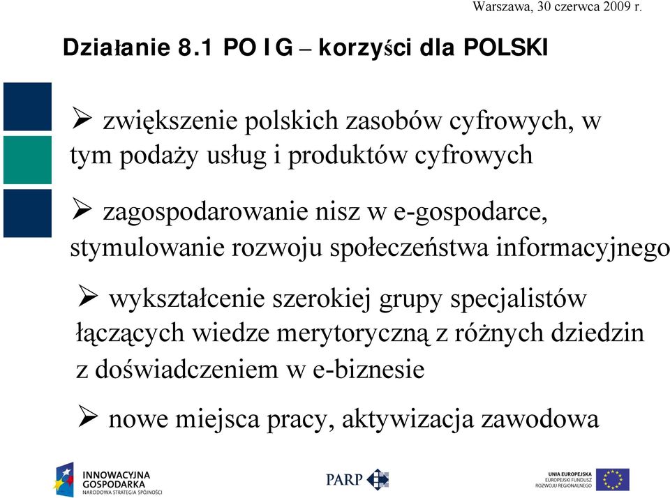 nisz w e-gospodarce, stymulowanie rozwoju społeczeństwa informacyjnego wykształcenie szerokiej