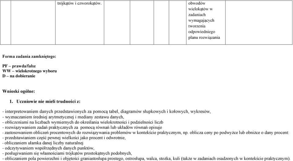 na liczbach wymiernych do określania wielokrotności i podzielności liczb - rozwiązywaniem zadań praktycznych za pomocą równań lub układów równań opisuje - zastosowaniem obliczeń procentowych do