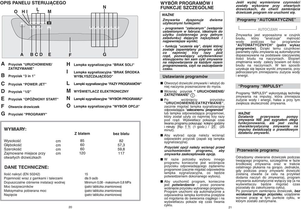 ytkownikowi stosujàcemu ten sam cykl zmywania na niepowtarzanie za ka dym razem programowania, czyli na oszcz dzanie czasu.