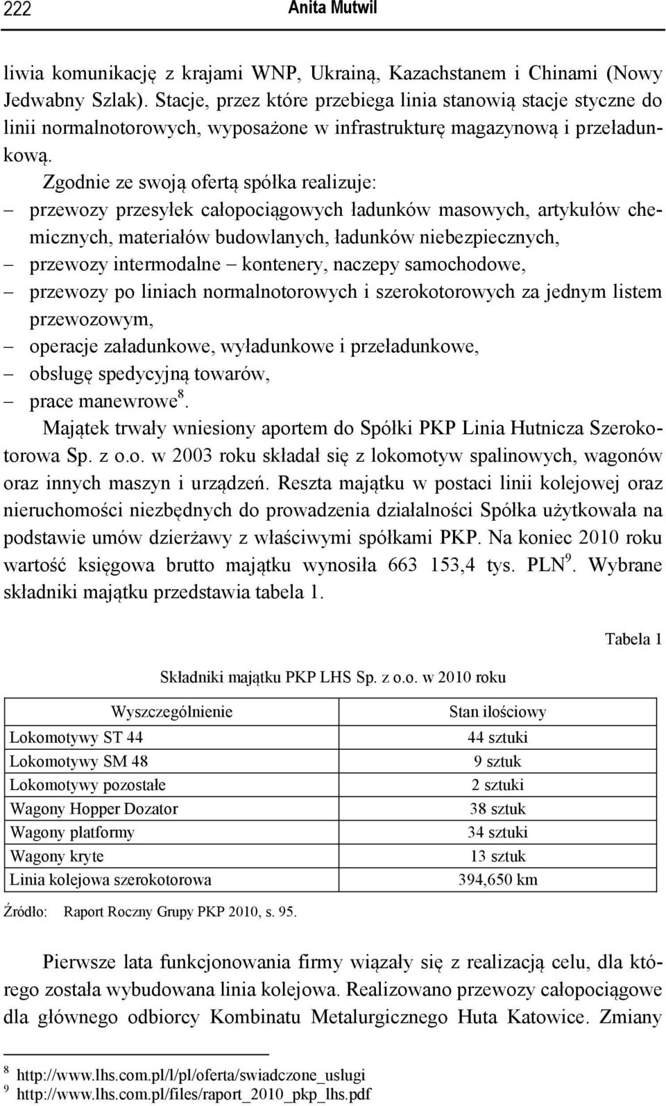 Zgodnie ze swoją ofertą spółka realizuje: przewozy przesyłek całopociągowych ładunków masowych, artykułów chemicznych, materiałów budowlanych, ładunków niebezpiecznych, przewozy intermodalne