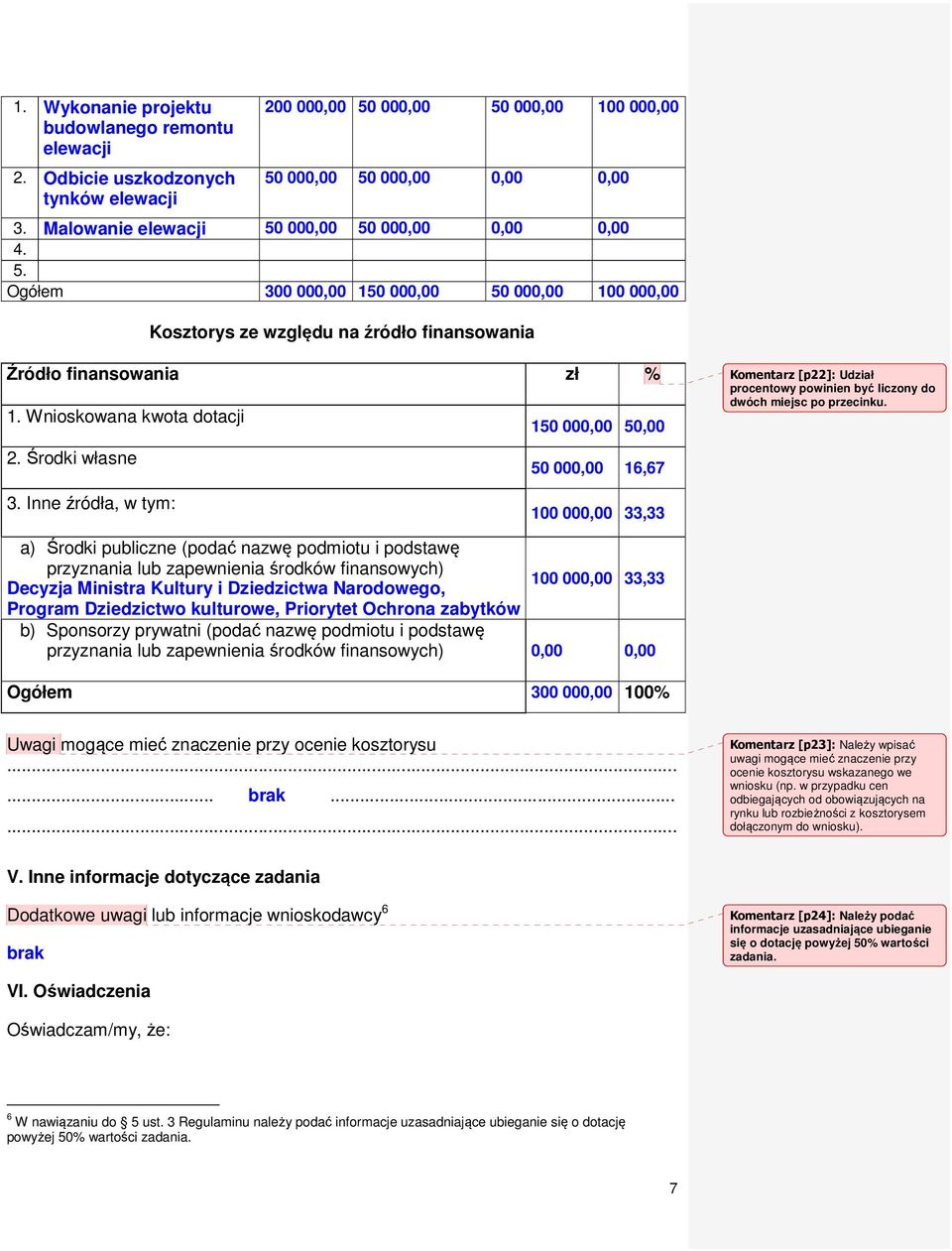 Inne źródła, w tym: 1, 33,33 a) Środki publiczne (podać nazwę podmiotu i podstawę przyznania lub zapewnienia środków finansowych) Decyzja Ministra Kultury i Dziedzictwa Narodowego, 1, 33,33 Program