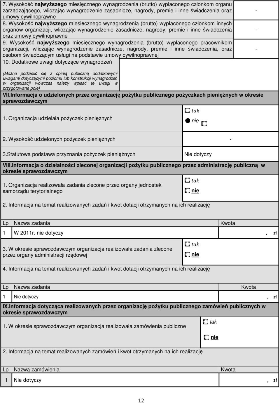 Wysokość najyższego miesięcznego ynagrodzenia (brutto) ypłaconego praconikom organizacji, liczając ynagrodze zasadnicze, nagrody, premie i inne śiadczenia, oraz osobom śiadczącym usługi na podstaie