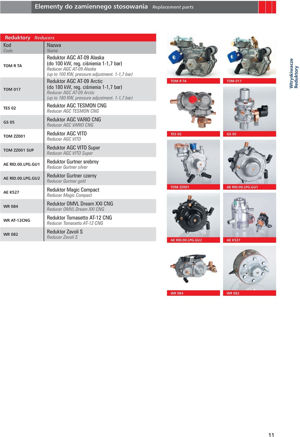 ciśnienia 1-1,7 bar) Reducer AGC AT-09 Arctic (up to 180 KW, pressure adjustment.