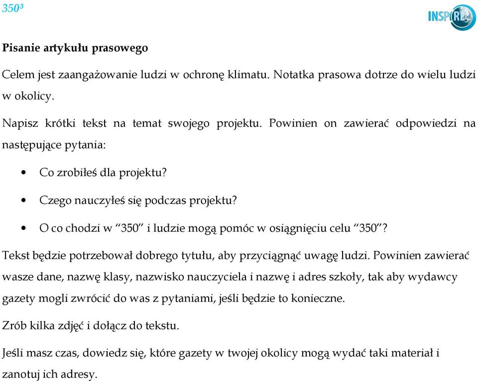 Tekst będzie potrzebował dobrego tytułu, aby przyciągnąć uwagę ludzi.