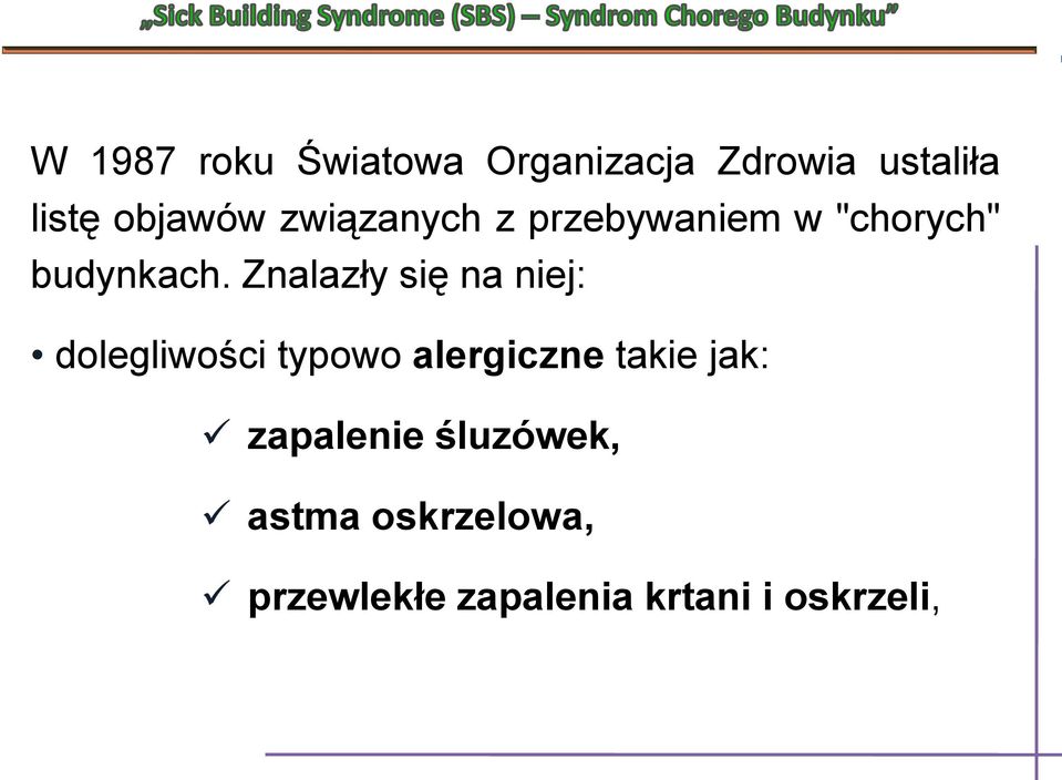 Znalazły się na niej: dolegliwości typowo alergiczne takie jak: