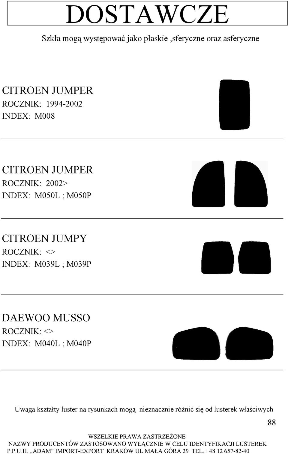 M050L ; M050P CITROEN JUMPY INDEX: M039L