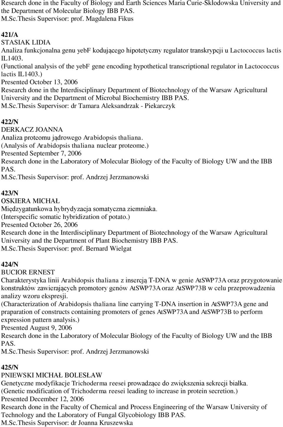 (Functional analysis of the yebf gene encoding hypothetical transcriptional regulator in Lactococcus lactis IL1403.