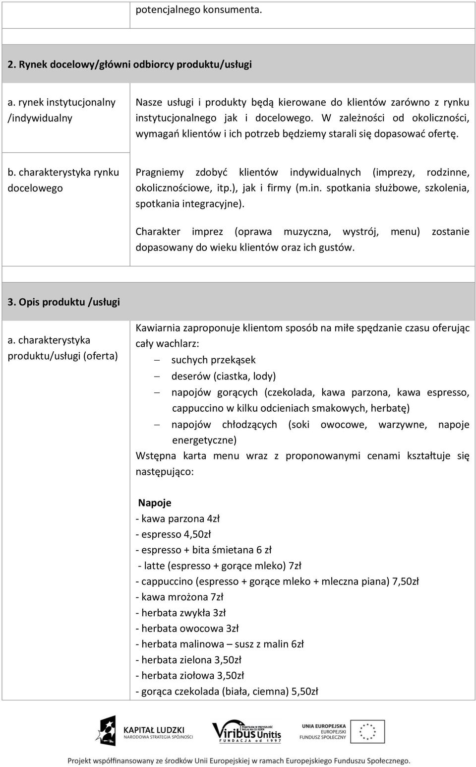 W zależności od okoliczności, wymagań klientów i ich potrzeb będziemy starali się dopasować ofertę. b. charakterystyka rynku docelowego Pragniemy zdobyć klientów indywidualnych (imprezy, rodzinne, okolicznościowe, itp.