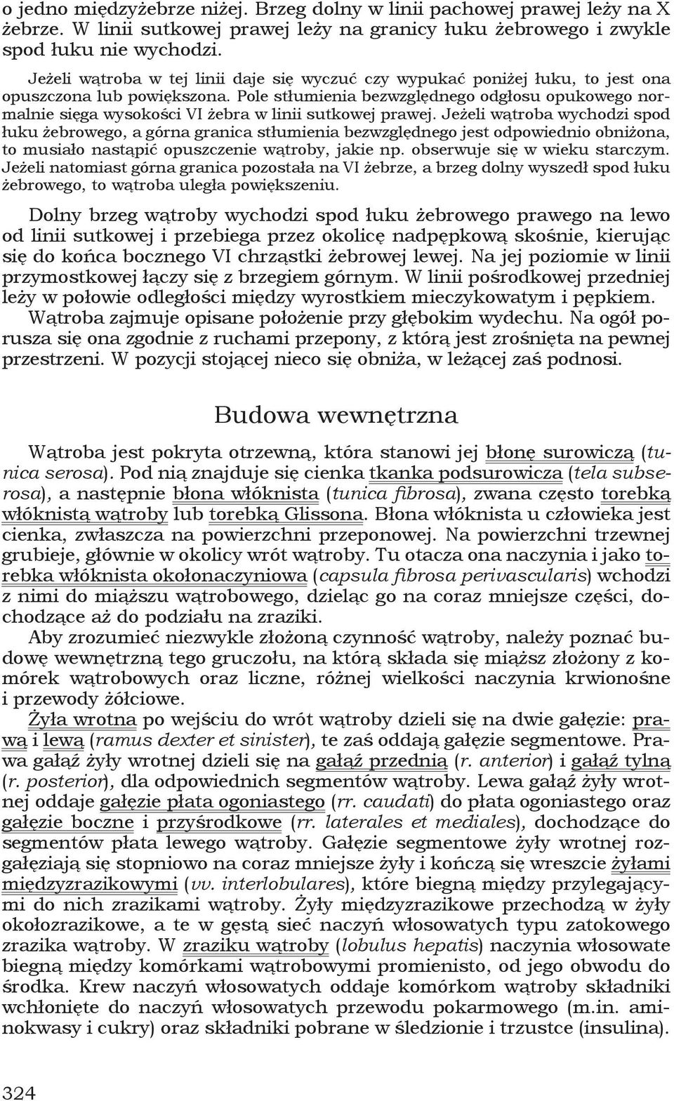 Pole stłumienia bezwzględnego odgłosu opukowego normalnie sięga wysokości VI żebra w linii sutkowej prawej.