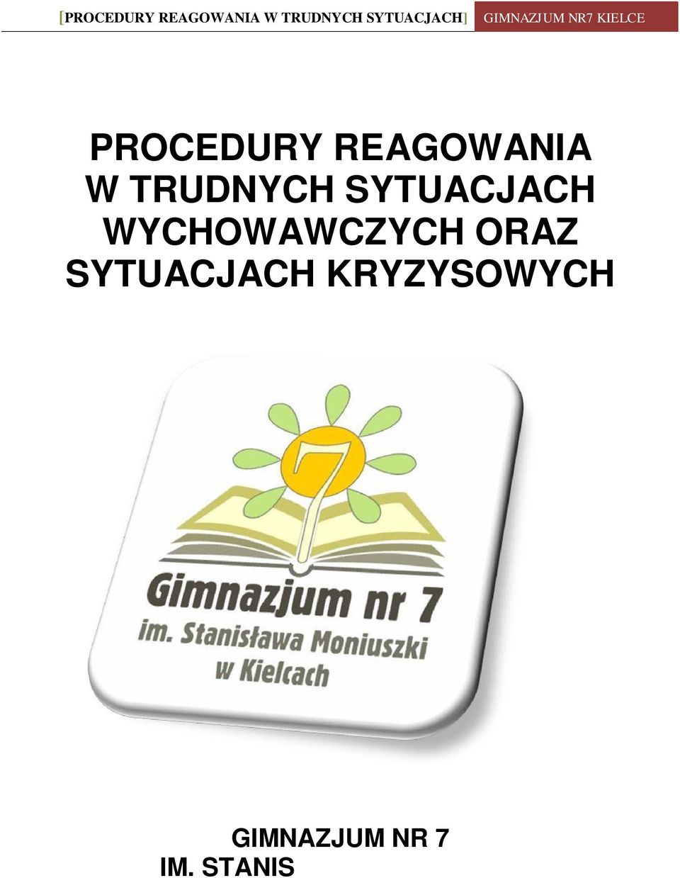 SYTUACJACH KRYZYSOWYCH GIMNAZJUM NR