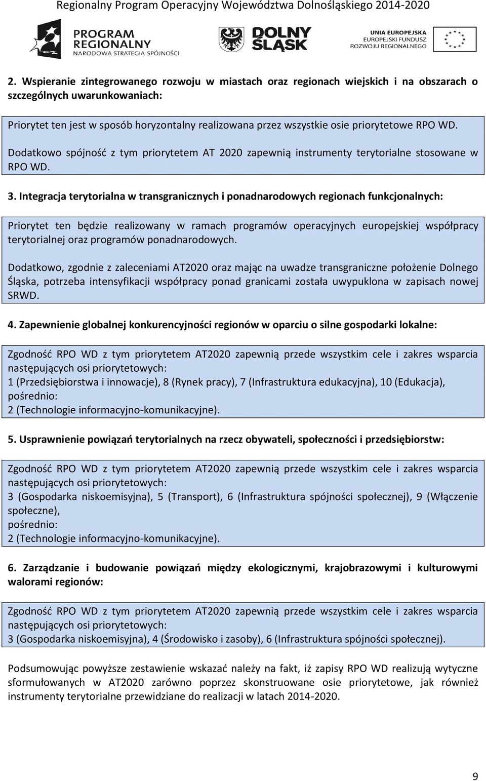 Integracja terytorialna w transgranicznych i ponadnarodowych regionach funkcjonalnych: Priorytet ten będzie realizowany w ramach programów operacyjnych europejskiej współpracy terytorialnej oraz