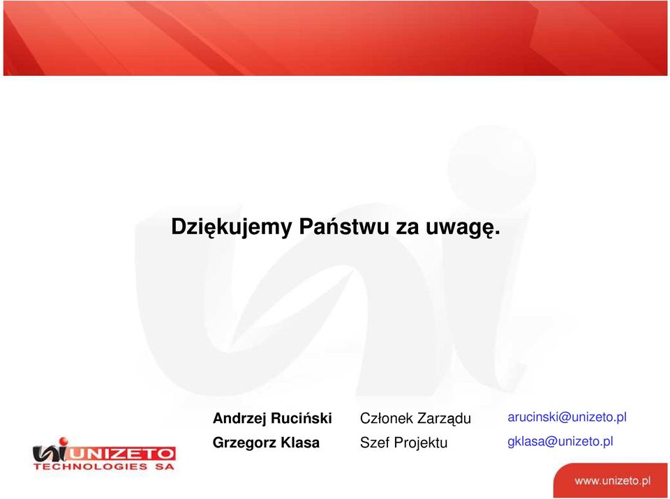 Członek Zarządu Szef Projektu