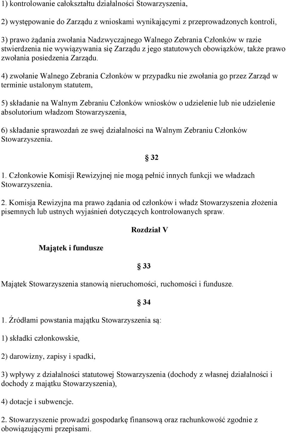 4) zwołanie Walnego Zebrania Członków w przypadku nie zwołania go przez Zarząd w terminie ustalonym statutem, 5) składanie na Walnym Zebraniu Członków wniosków o udzielenie lub nie udzielenie