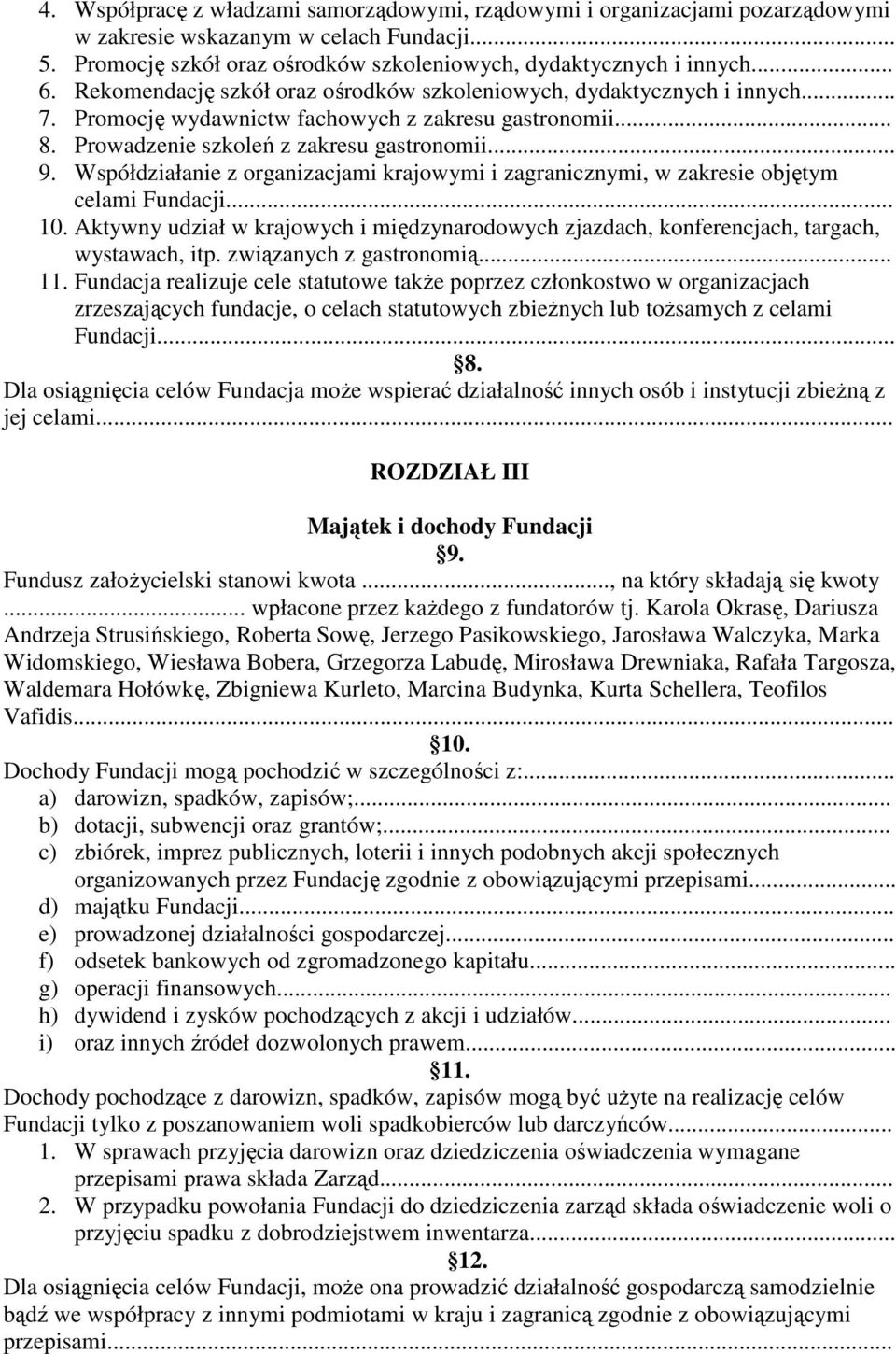 Współdziałanie z organizacjami krajowymi i zagranicznymi, w zakresie objętym celami Fundacji... 10. Aktywny udział w krajowych i międzynarodowych zjazdach, konferencjach, targach, wystawach, itp.