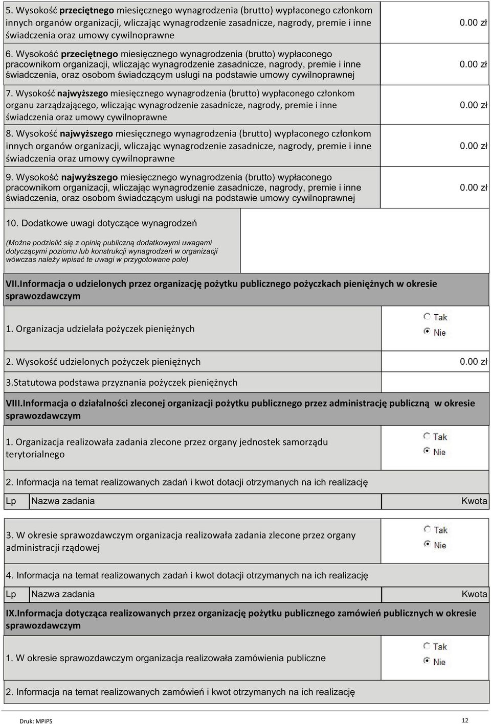 Wysokość przeciętnego miesięcznego wynagrodzenia (brutto) wypłaconego pracownikom organizacji, wliczając wynagrodzenie zasadnicze, nagrody, premie i inne świadczenia, oraz osobom świadczącym usługi