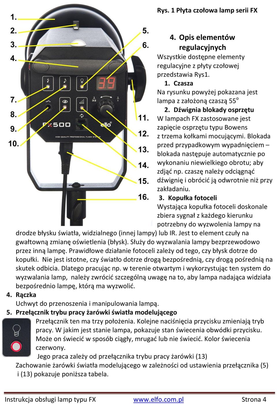 Blokada przed przypadkowym wypadnięciem blokada następuje automatycznie po wykonaniu niewielkiego obrotu; aby zdjąd np. czaszę należy odciągnąd dźwignię i obrócid ją odwrotnie niż przy zakładaniu. 3.