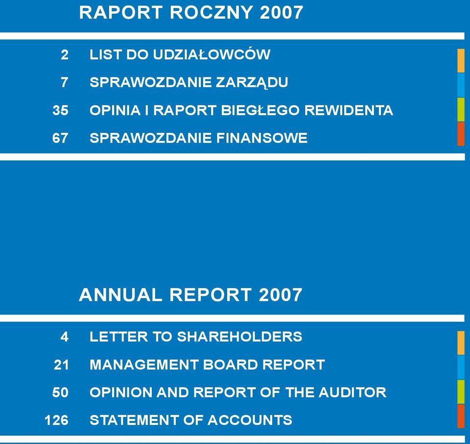 ANNUAL REPORT 2007 4 LETTER TO SHAREHOLDERS 21 MANAGEMENT BOARD