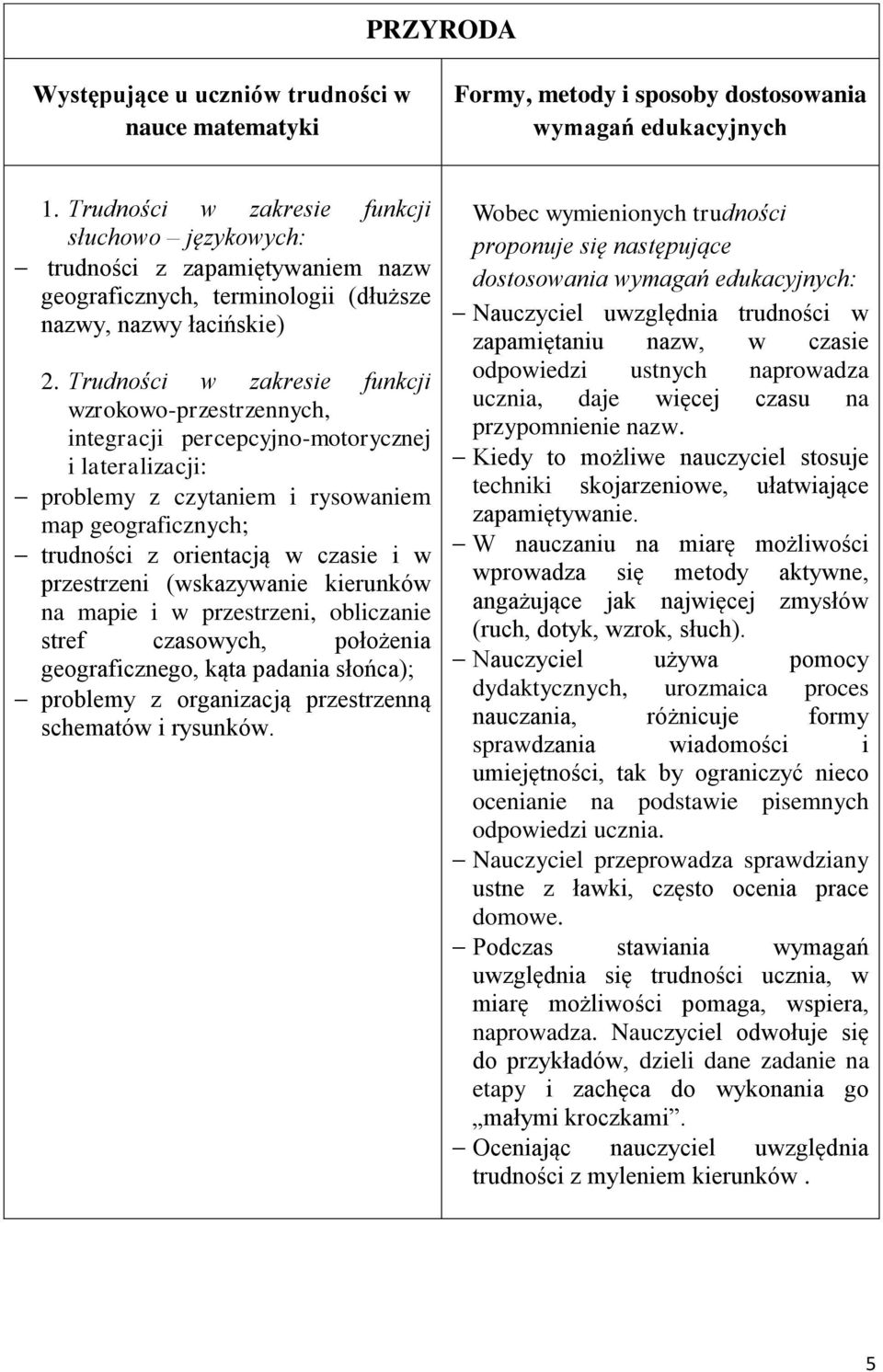 czasowych, położenia geograficznego, kąta padania słońca); problemy z organizacją przestrzenną schematów i rysunków.