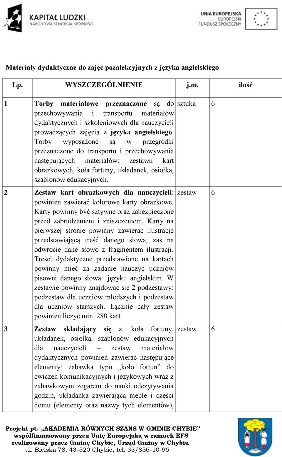 Torby wyposażone są w przegródki przeznaczone do transportu i przechowywania następujących materiałów: zestawu kart obrazkowych, koła fortuny, układanek, osiołka, szablonów edukacyjnych.