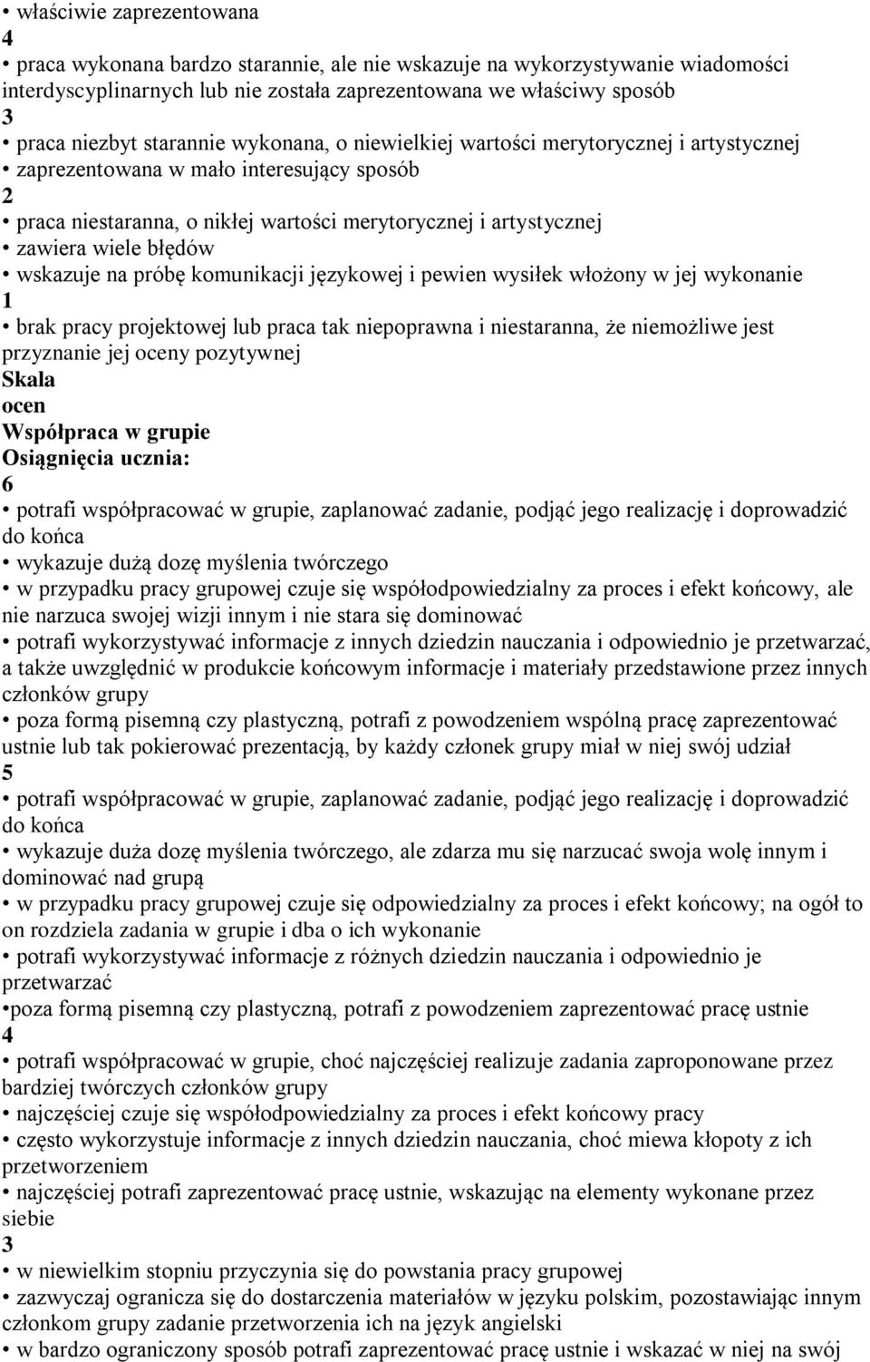 na próbę komunikacji językowej i pewien wysiłek włożony w jej wykonanie brak pracy projektowej lub praca tak niepoprawna i niestaranna, że niemożliwe jest przyznanie jej y pozytywnej Współpraca w