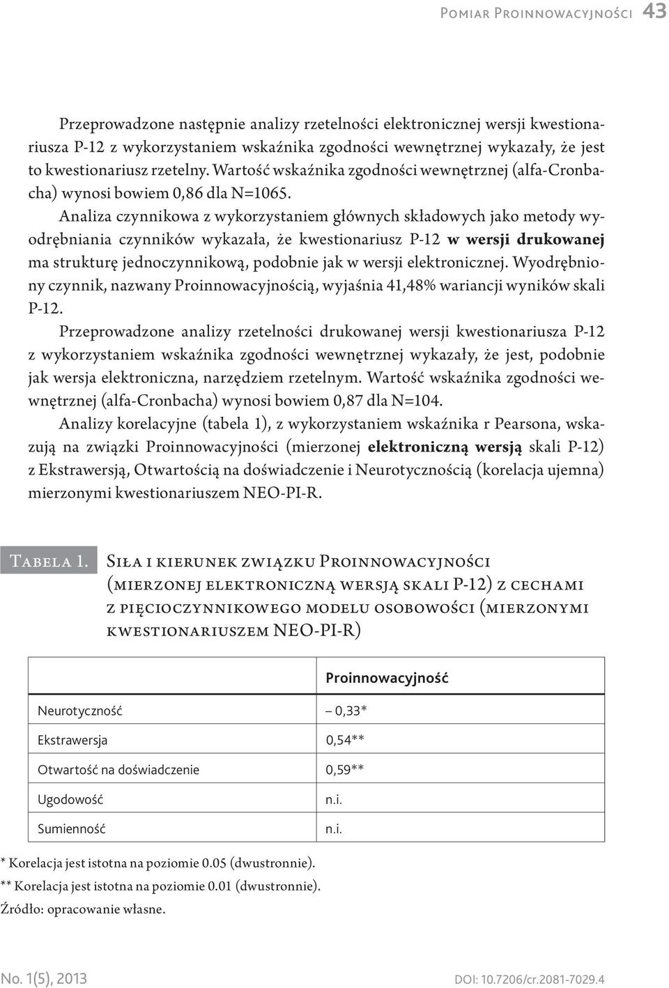 Analiza czynnikowa z wykorzystaniem głównych składowych jako metody wyodrębniania czynników wykazała, że kwestionariusz P-12 w wersji drukowanej ma strukturę jednoczynnikową, podobnie jak w wersji