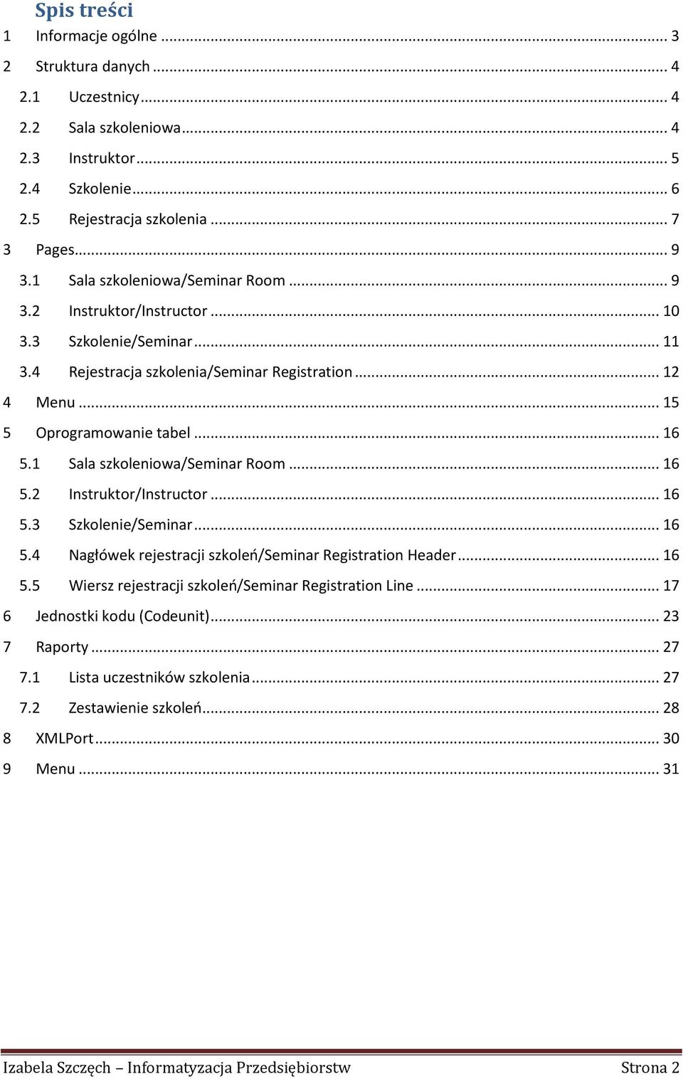 1 Sala szkoleniowa/seminar Room... 16 5.2 Instruktor/Instructor... 16 5.3 Szkolenie/Seminar... 16 5.4 Nagłówek rejestracji szkoleń/seminar Registration Header... 16 5.5 Wiersz rejestracji szkoleń/seminar Registration Line.