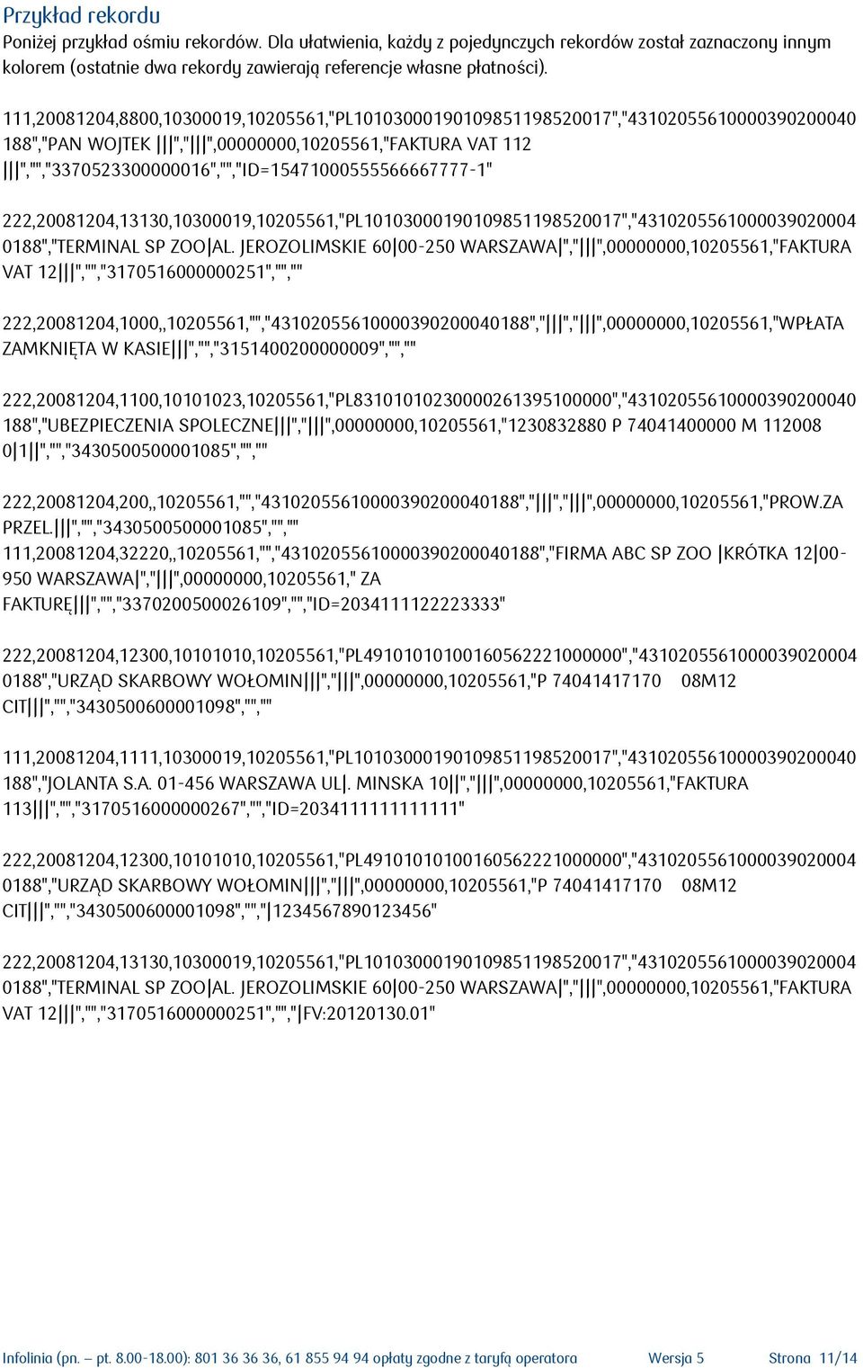 ","","3370523300000016","","ID=15471000555566667777-1" 222,20081204,13130,10300019,10205561,"PL10103000190109851198520017","4310205561000039020004 0188","TERMINAL SP ZOO AL.