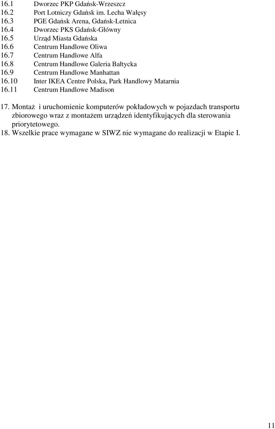 10 Inter IKEA Centre Polska, Park Handlowy Matarnia 16.11 Centrum Handlowe Madison 17.