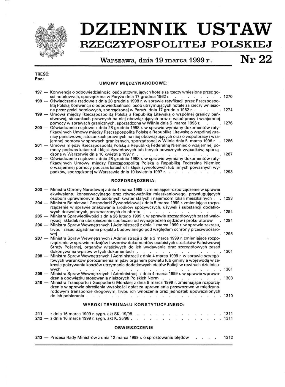 1270 198 - Oświadczenie rządowe z dnia 28 grudnia 1998 r.