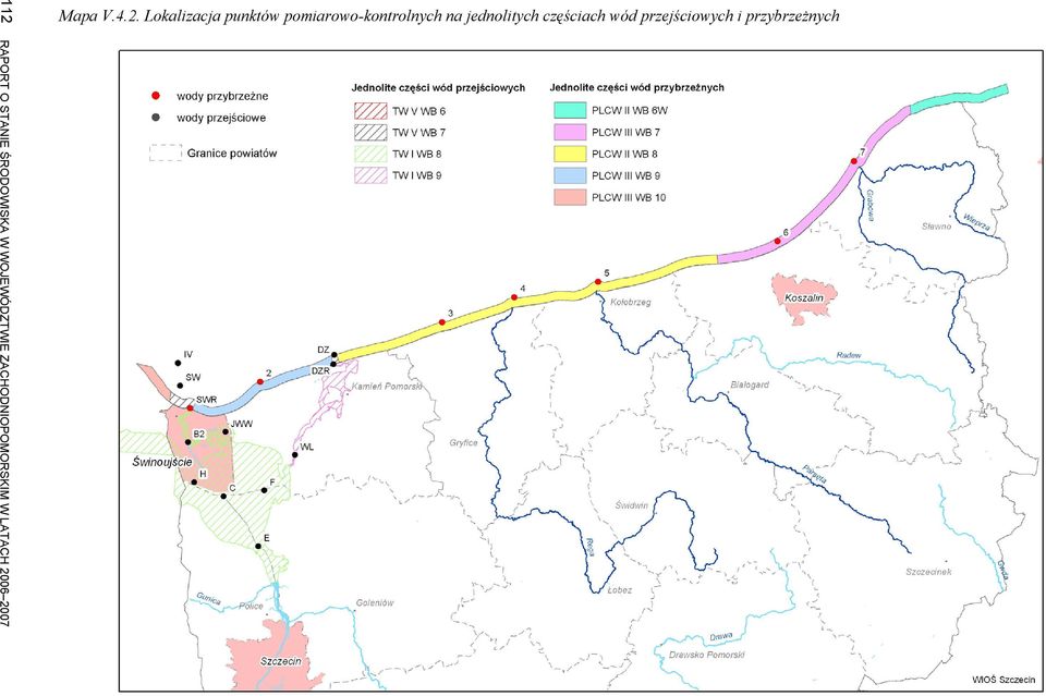 jednolitych częściach wód przejściowych i