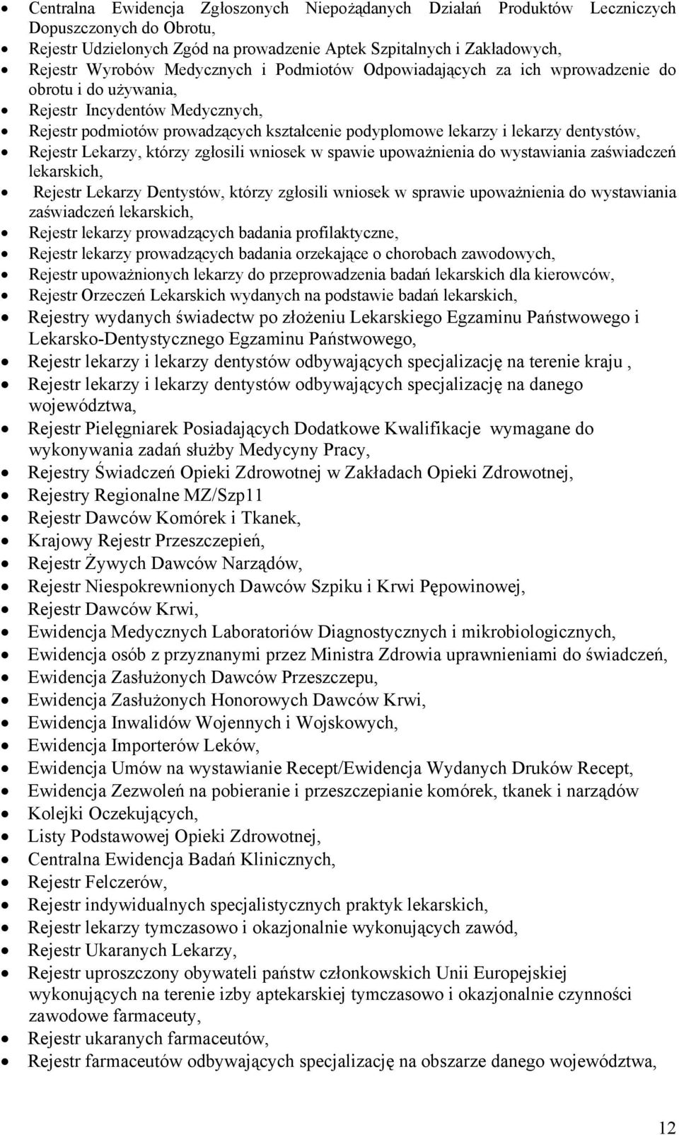 Rejestr Lekarzy, którzy zgłosili wniosek w spawie upoważnienia do wystawiania zaświadczeń lekarskich, Rejestr Lekarzy Dentystów, którzy zgłosili wniosek w sprawie upoważnienia do wystawiania