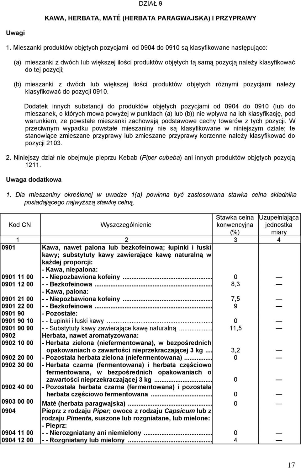 (b) mieszanki z dwóch lub większej ilości produktów objętych różnymi pozycjami należy klasyfikować do pozycji 0910.