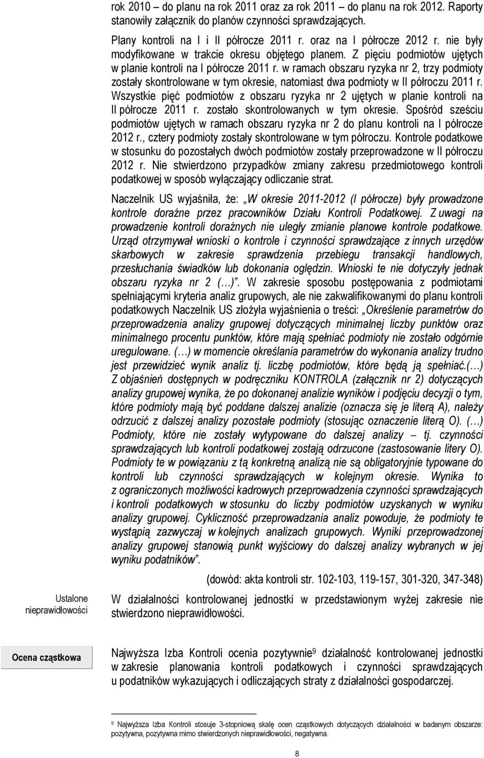 w ramach obszaru ryzyka nr 2, trzy podmioty zostały skontrolowane w tym okresie, natomiast dwa podmioty w II półroczu 2011 r.